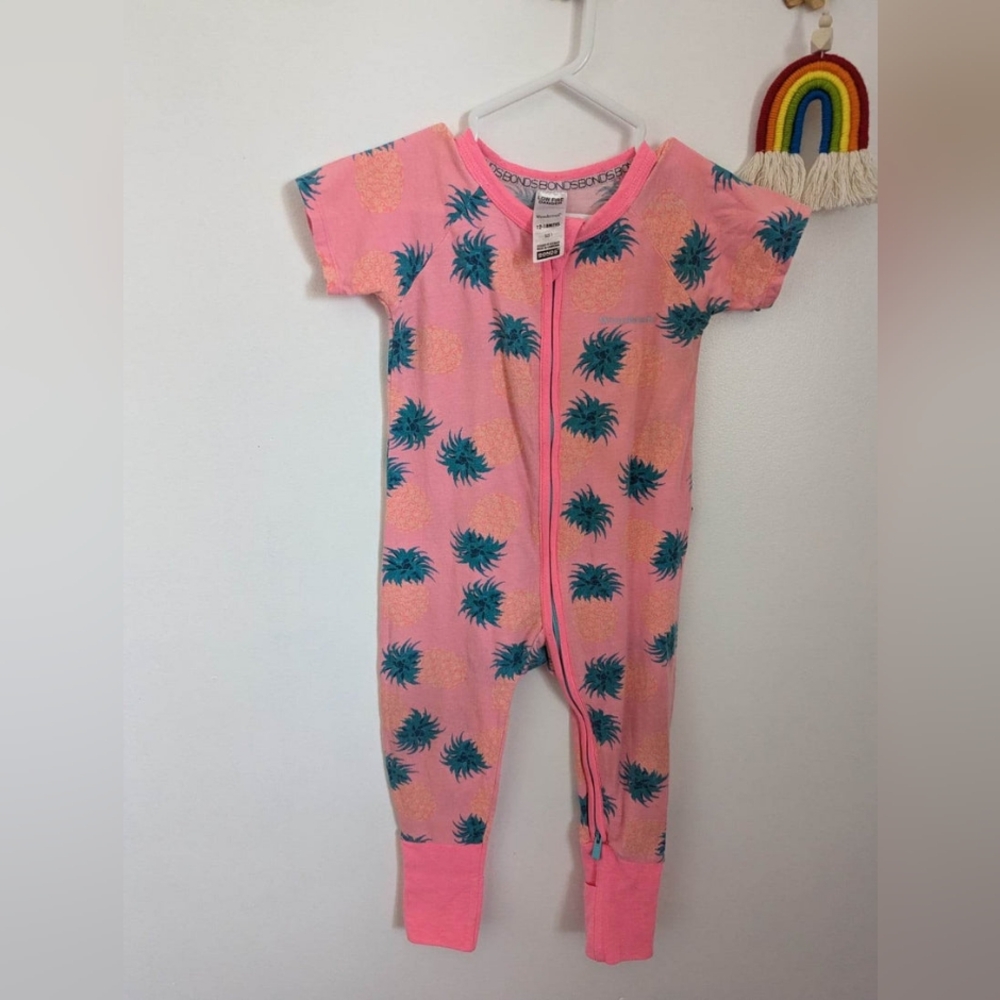 Bonds Short Sleeved Wondersuit Pink Pineapple Paradise (12-18)